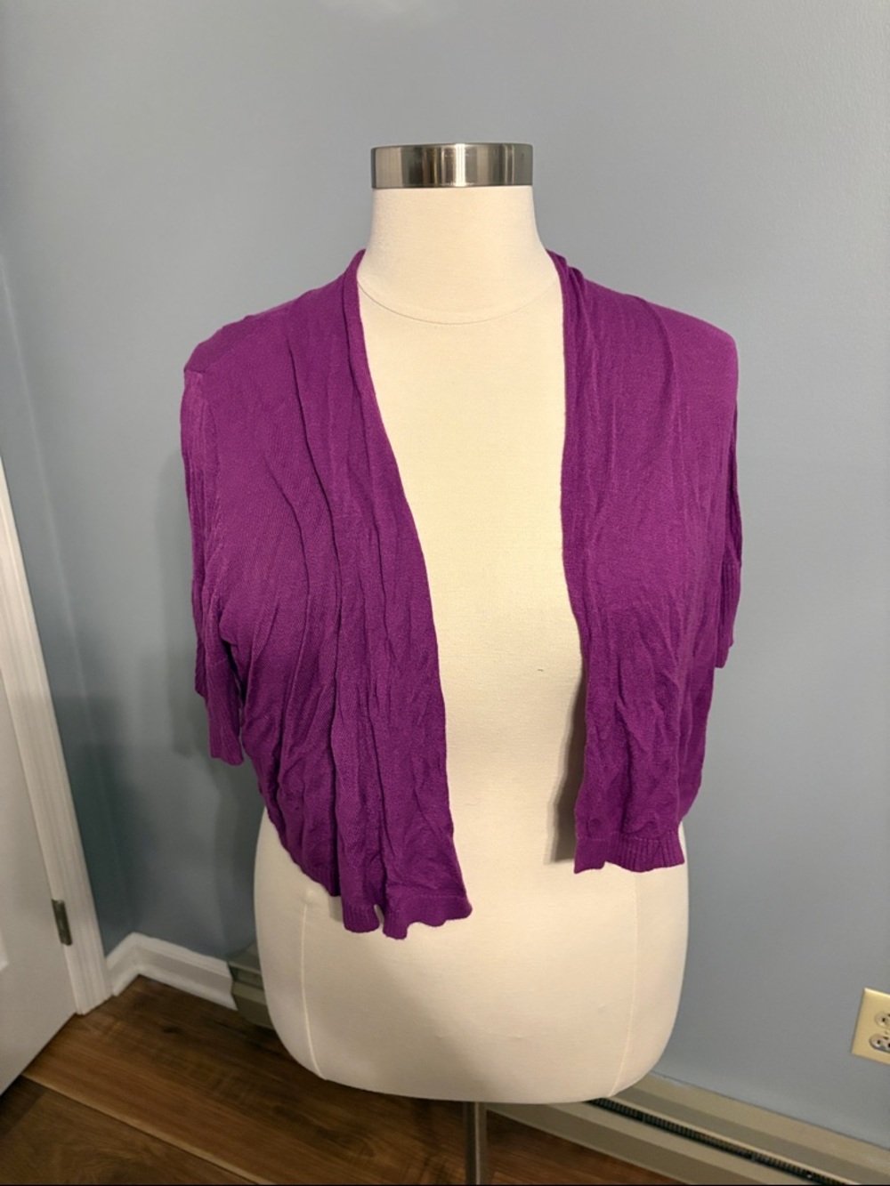 Lane Bryant Purple Open-Front Cropped Shrug